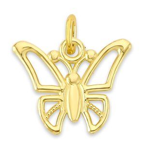 Solid 14k Gold Butterfly Charm for Bracelet - Mini Animal Jewelry